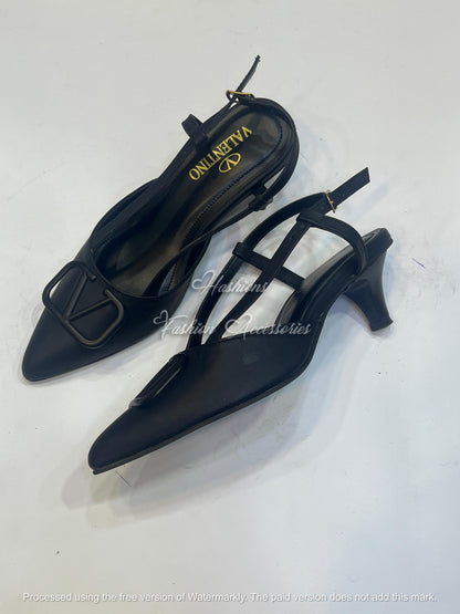 Pointed Toe Slingback Kitten Heels – Elegant V-Cut Formal Pumps