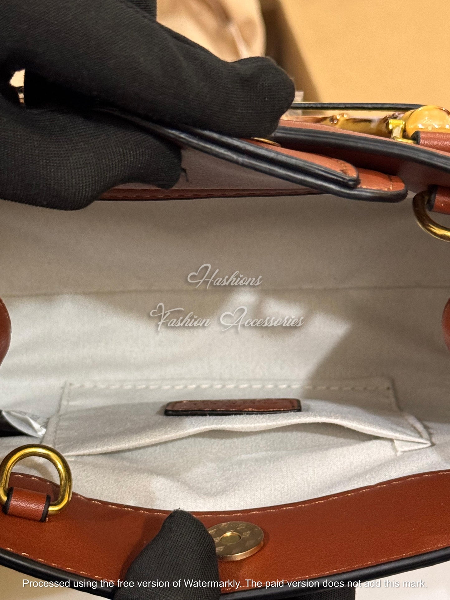 Vintage Mini Leather Tote with Natural Bamboo Top Handle
