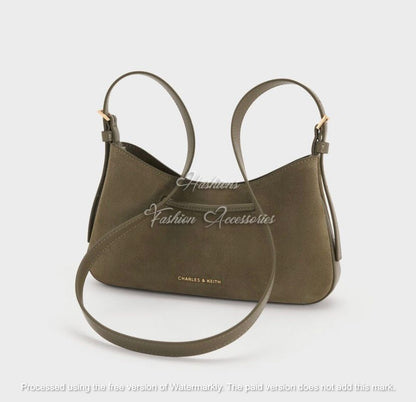 Olive Suede Knot Shoulder Bag