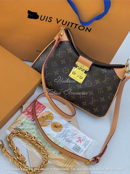 Monogram Dual-Strap Pleated Crossbody Bag