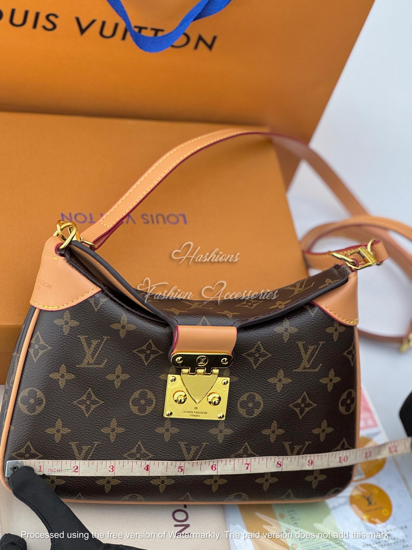 Monogram Dual-Strap Pleated Crossbody Bag
