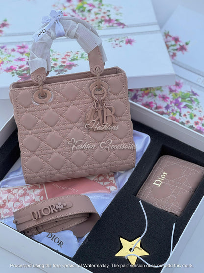 Quilted Matte Mini Handbag with Matching Card Holder
