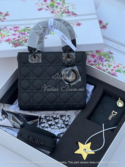 Quilted Matte Mini Handbag with Matching Card Holder