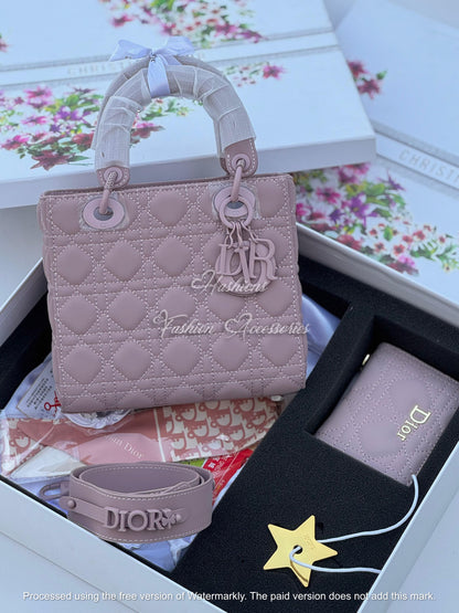 Quilted Matte Mini Handbag with Matching Card Holder