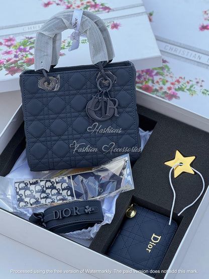 Quilted Matte Mini Handbag with Matching Card Holder