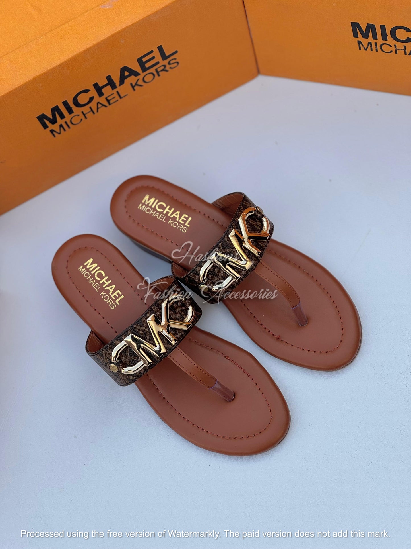 Monogram Chain T-Strap Flats