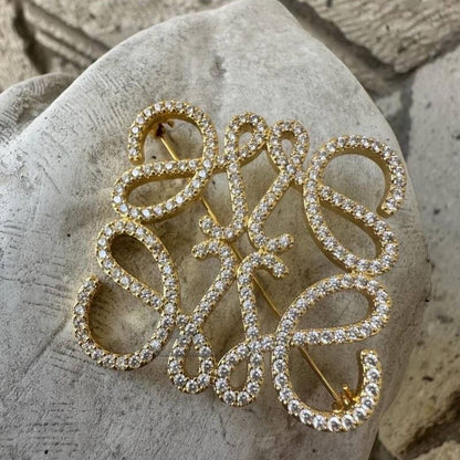 Sparkling Geometric Anagram Brooch