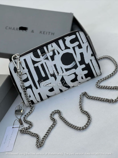 Quilted & Graffiti Chain Wallet