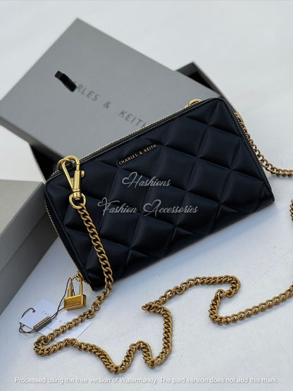 Quilted & Graffiti Chain Wallet
