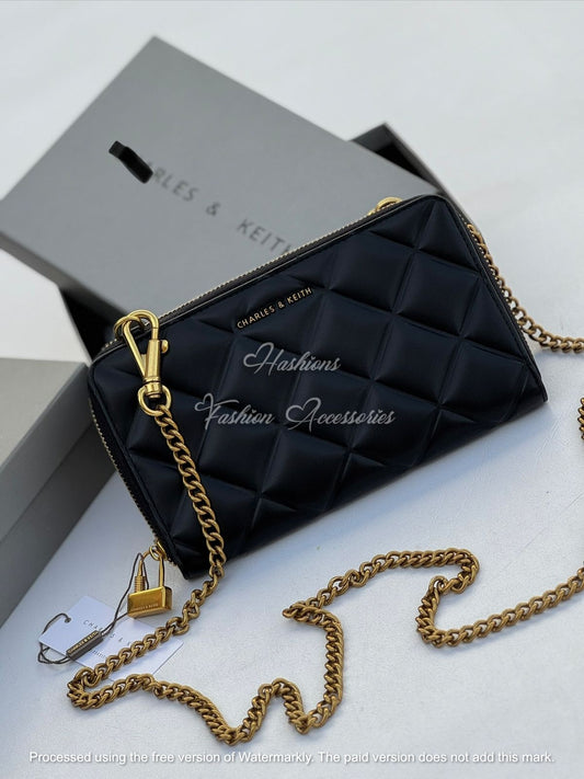 Quilted & Graffiti Chain Wallet