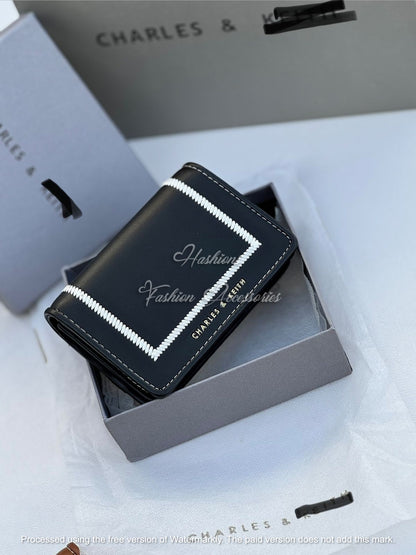 Minimalist Stitch Detail Compact Wallet