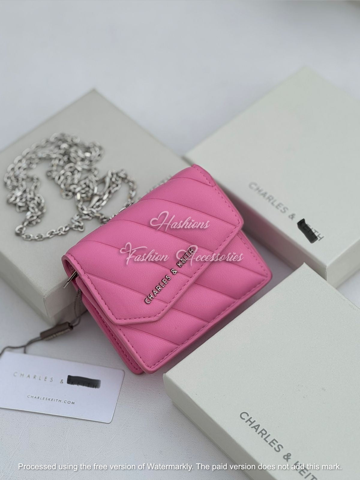Diagonal Quilted Mini Chain Wallet