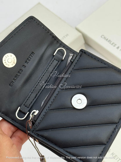 Diagonal Quilted Mini Chain Wallet