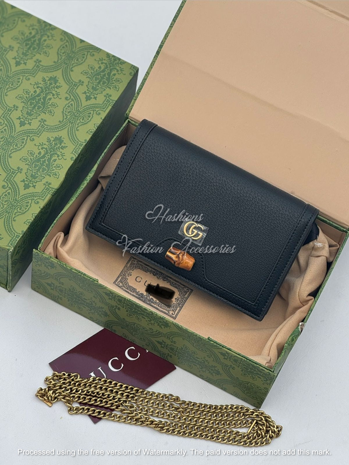 Bamboo Leather Chain Wallet | Minimalist Crossbody Bag