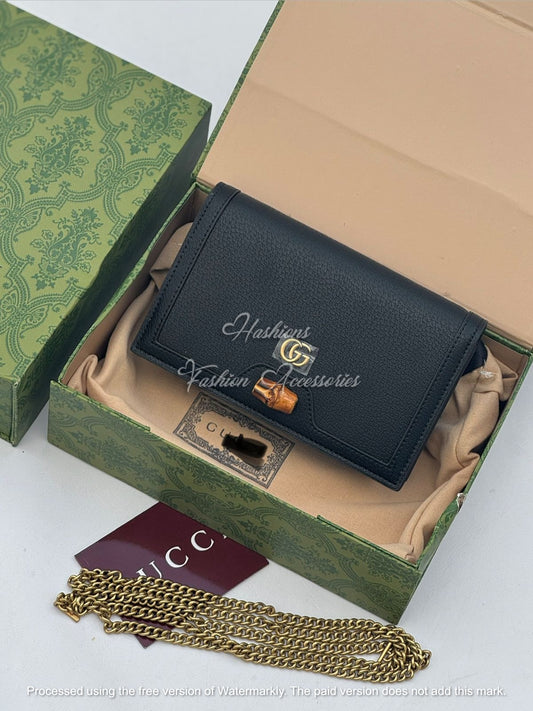 Bamboo Leather Chain Wallet | Minimalist Crossbody Bag