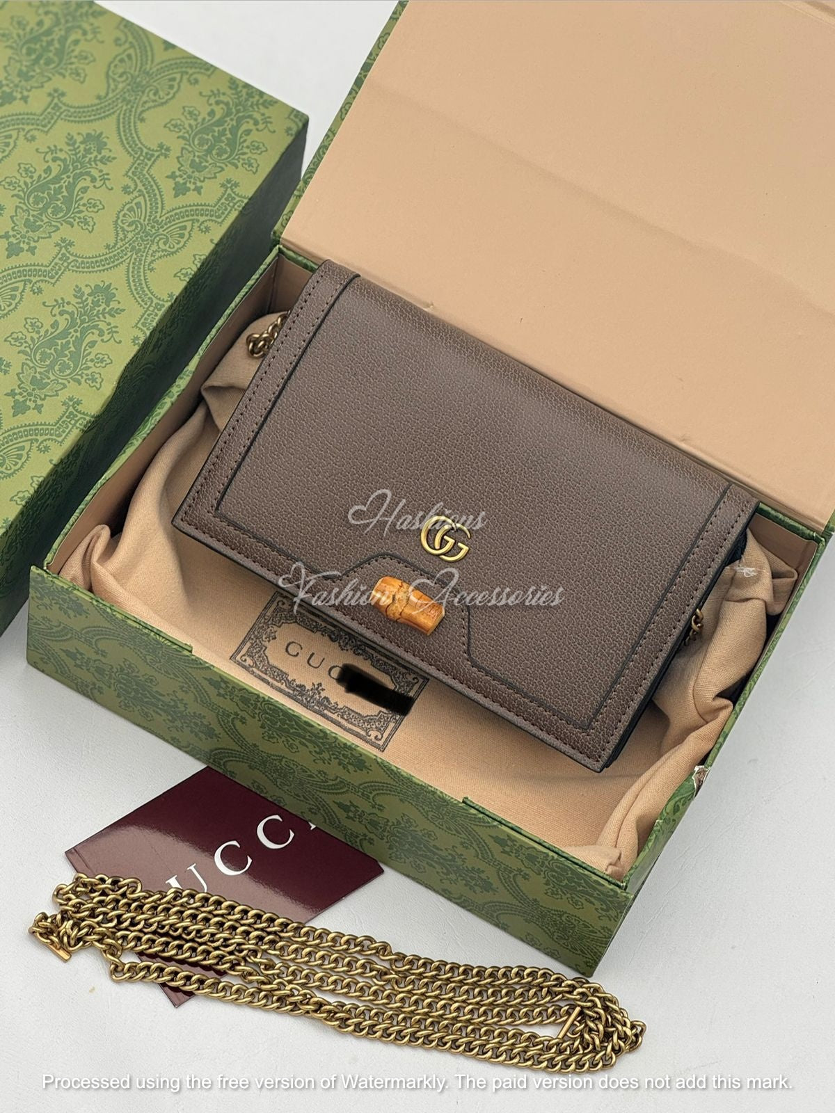 Bamboo Leather Chain Wallet | Minimalist Crossbody Bag