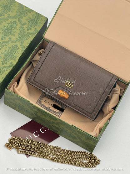 Bamboo Leather Chain Wallet | Minimalist Crossbody Bag