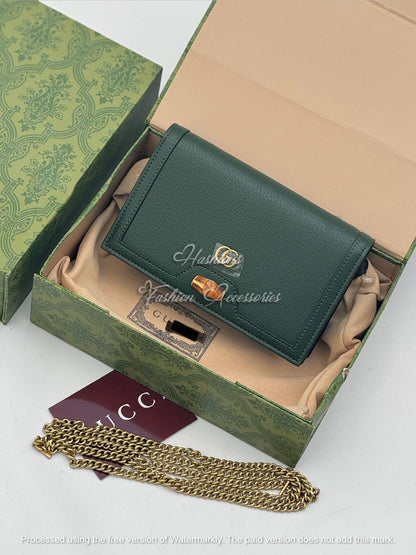 Bamboo Leather Chain Wallet | Minimalist Crossbody Bag