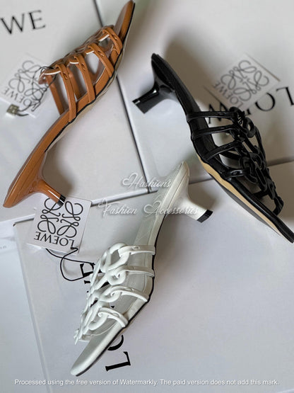 Cutout Leather Kitten Heels