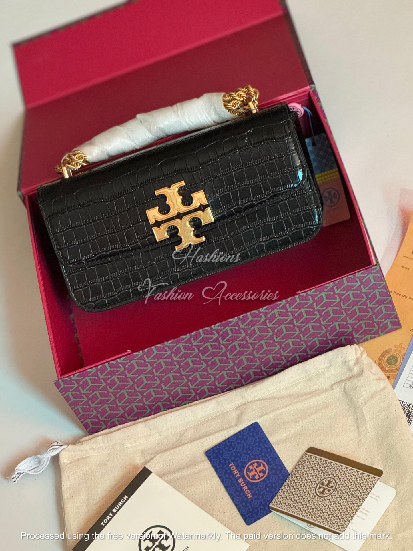 Croc-Embossed Chain Shoulder Bag