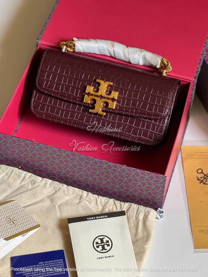 Croc-Embossed Chain Shoulder Bag