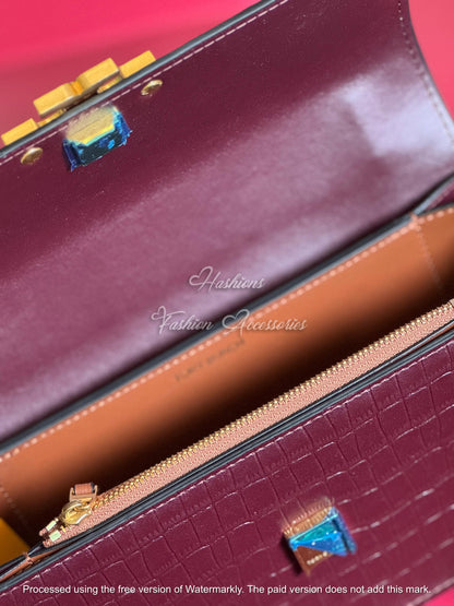 Croc-Embossed Chain Shoulder Bag