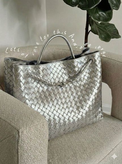 Large Woven Leather Tote Bag - Handcrafted Luxury