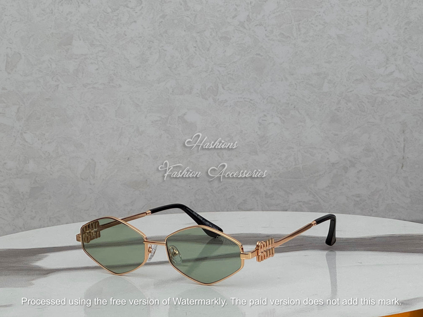 Gold Green Geometric Sunglasses