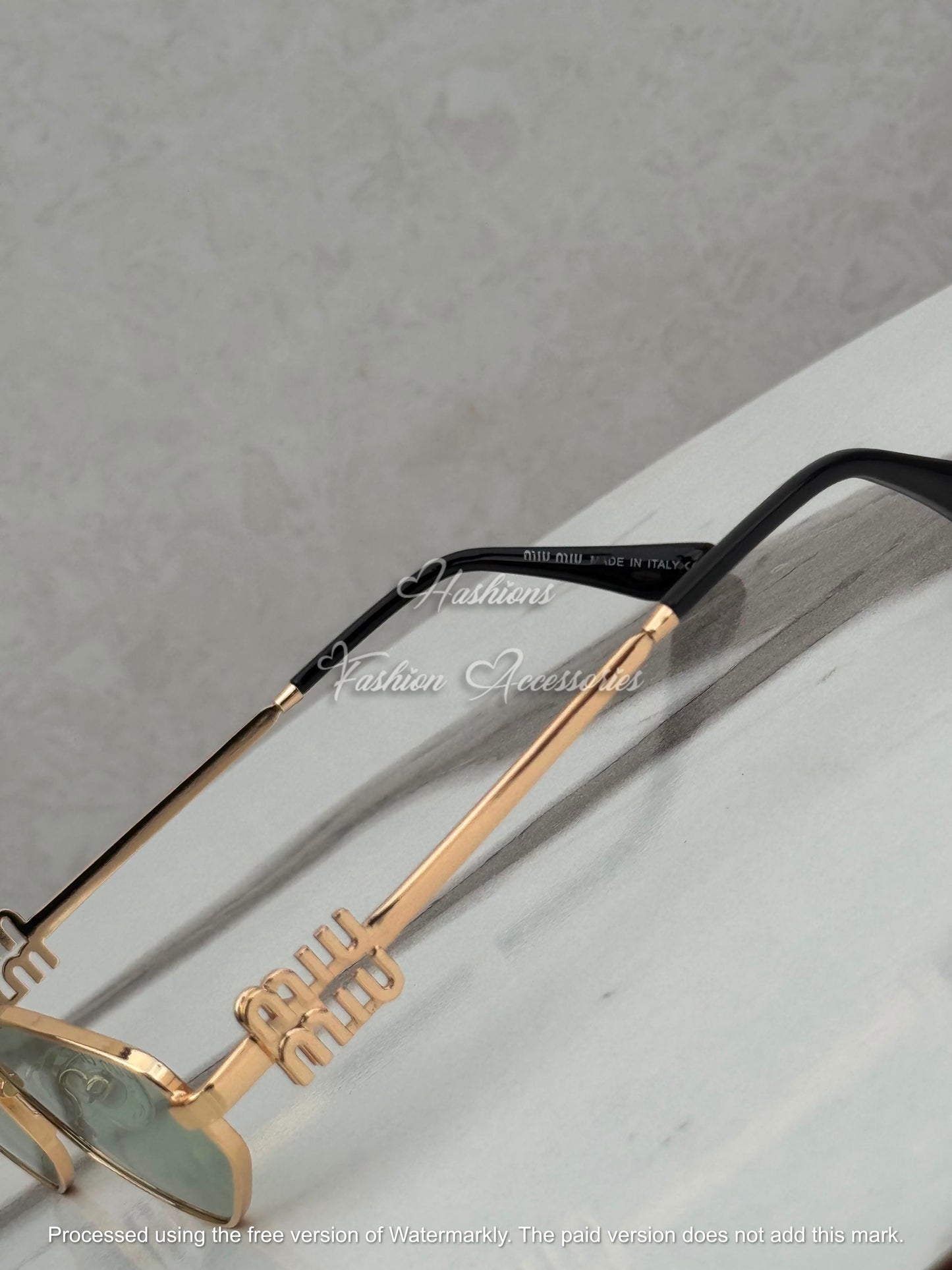 Gold Green Geometric Sunglasses