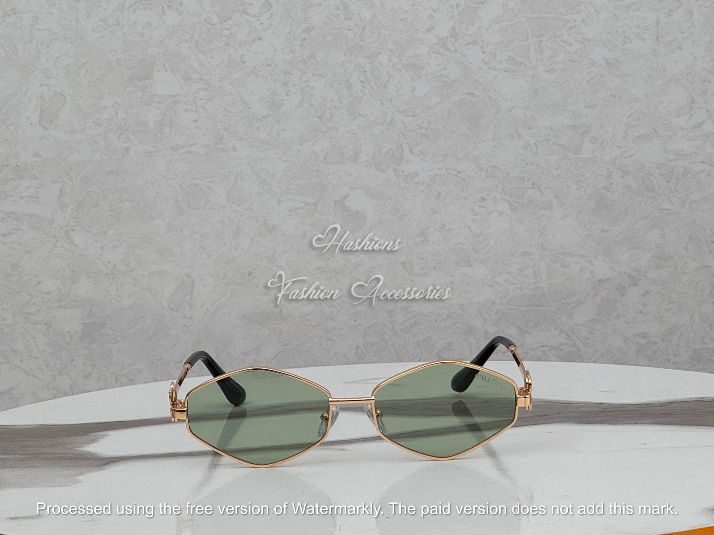 Gold Green Geometric Sunglasses