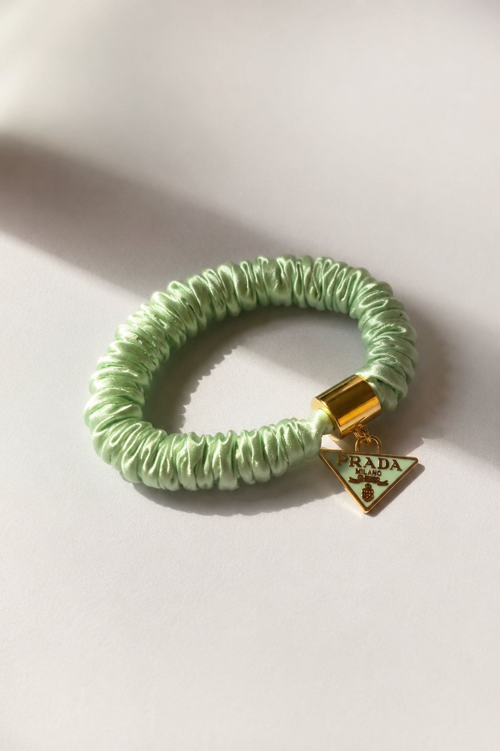 Satin Metal Logo Charm Hair Tie