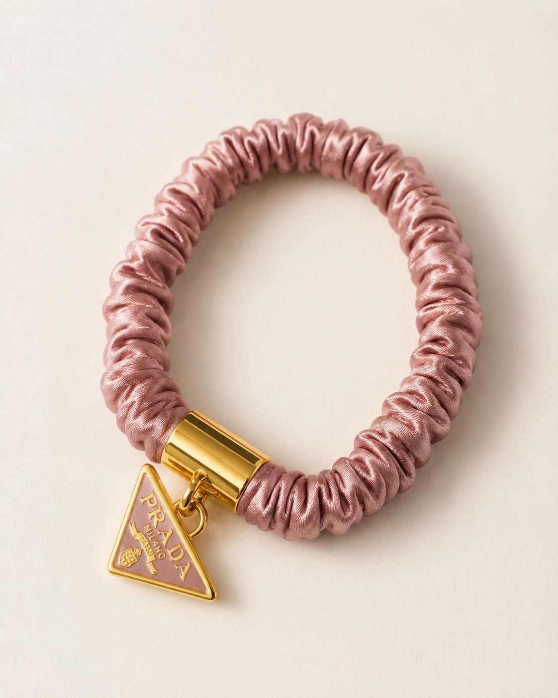 Satin Metal Logo Charm Hair Tie
