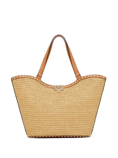 Studded Woven Tote