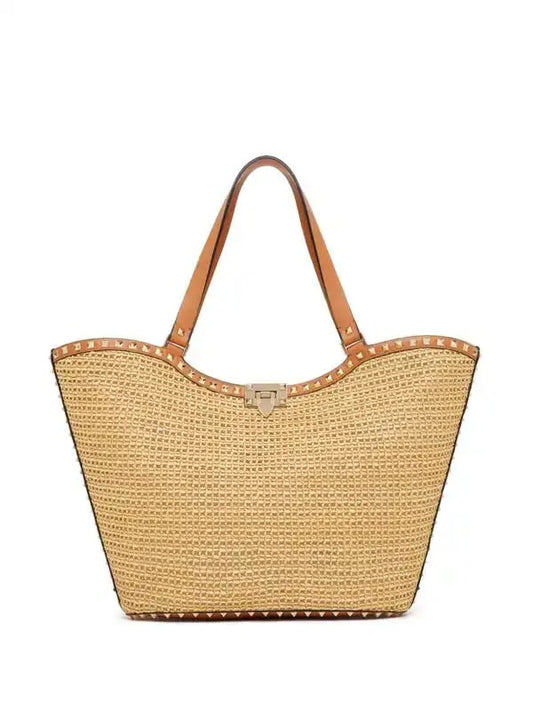 Studded Woven Tote