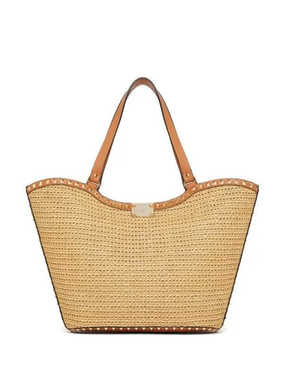 Studded Woven Tote