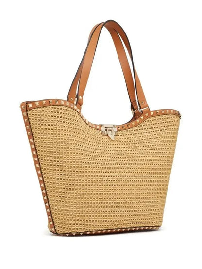 Studded Woven Tote