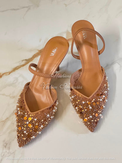 Pearl Sequin Heels