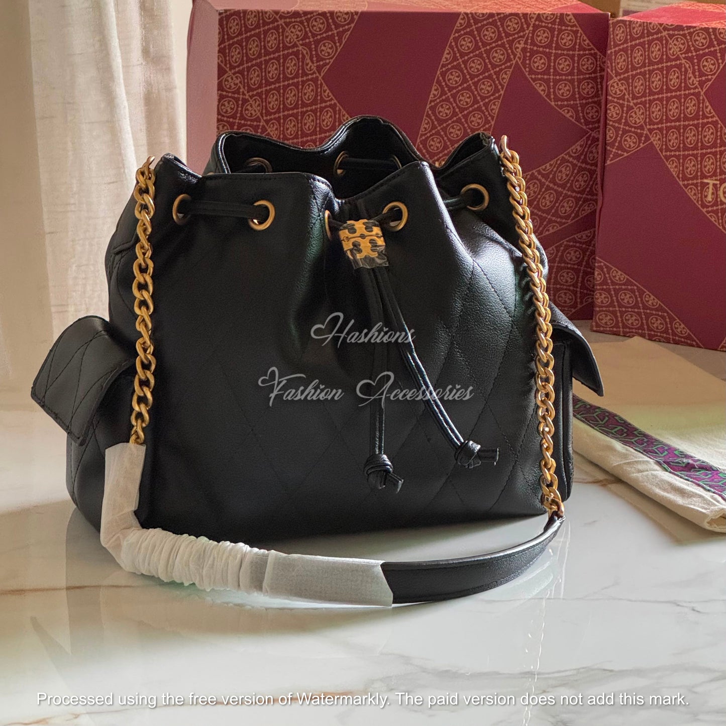 Quilted Drawstring Bucket Bag