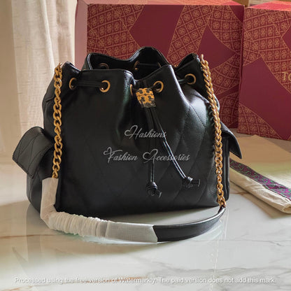 Quilted Drawstring Bucket Bag