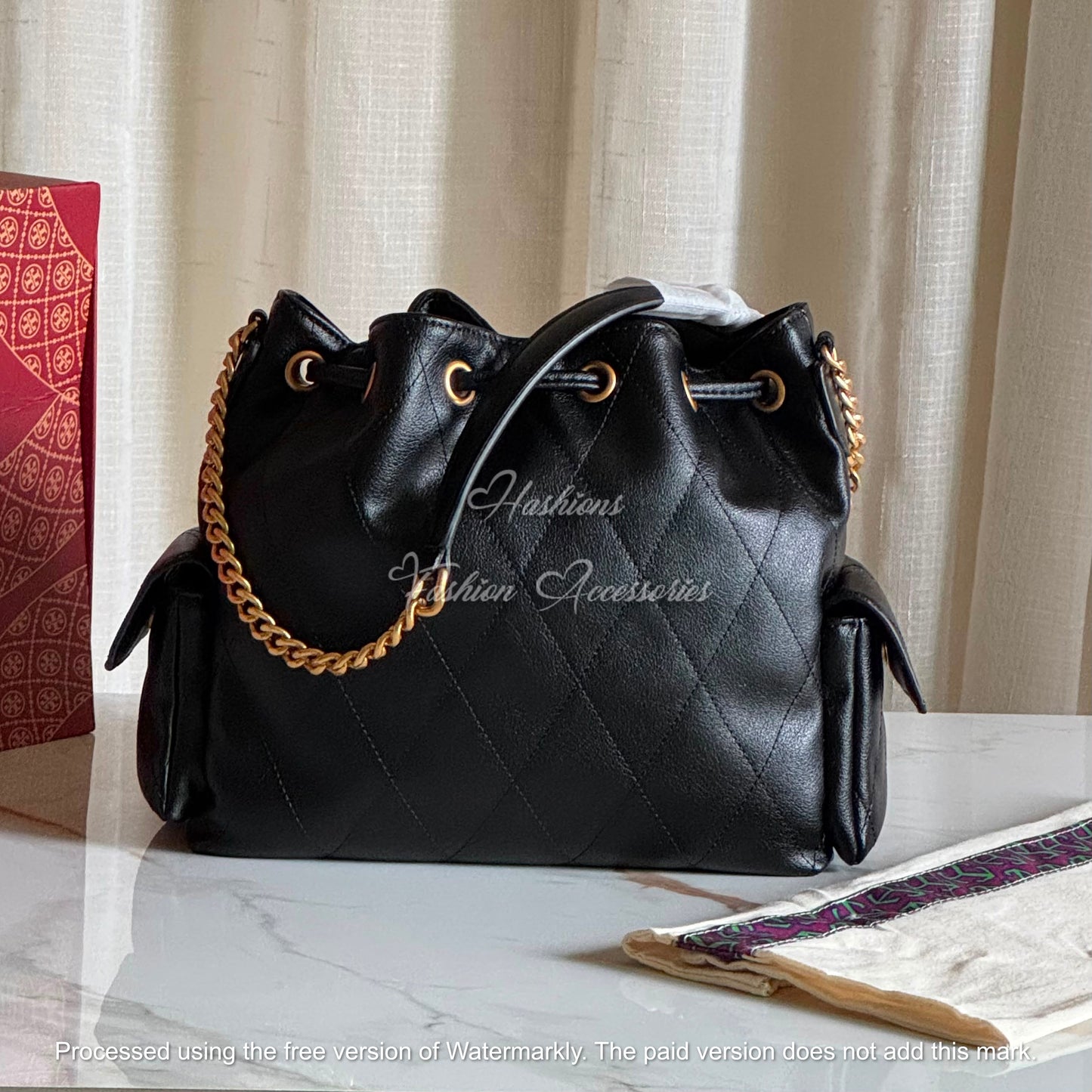 Quilted Drawstring Bucket Bag