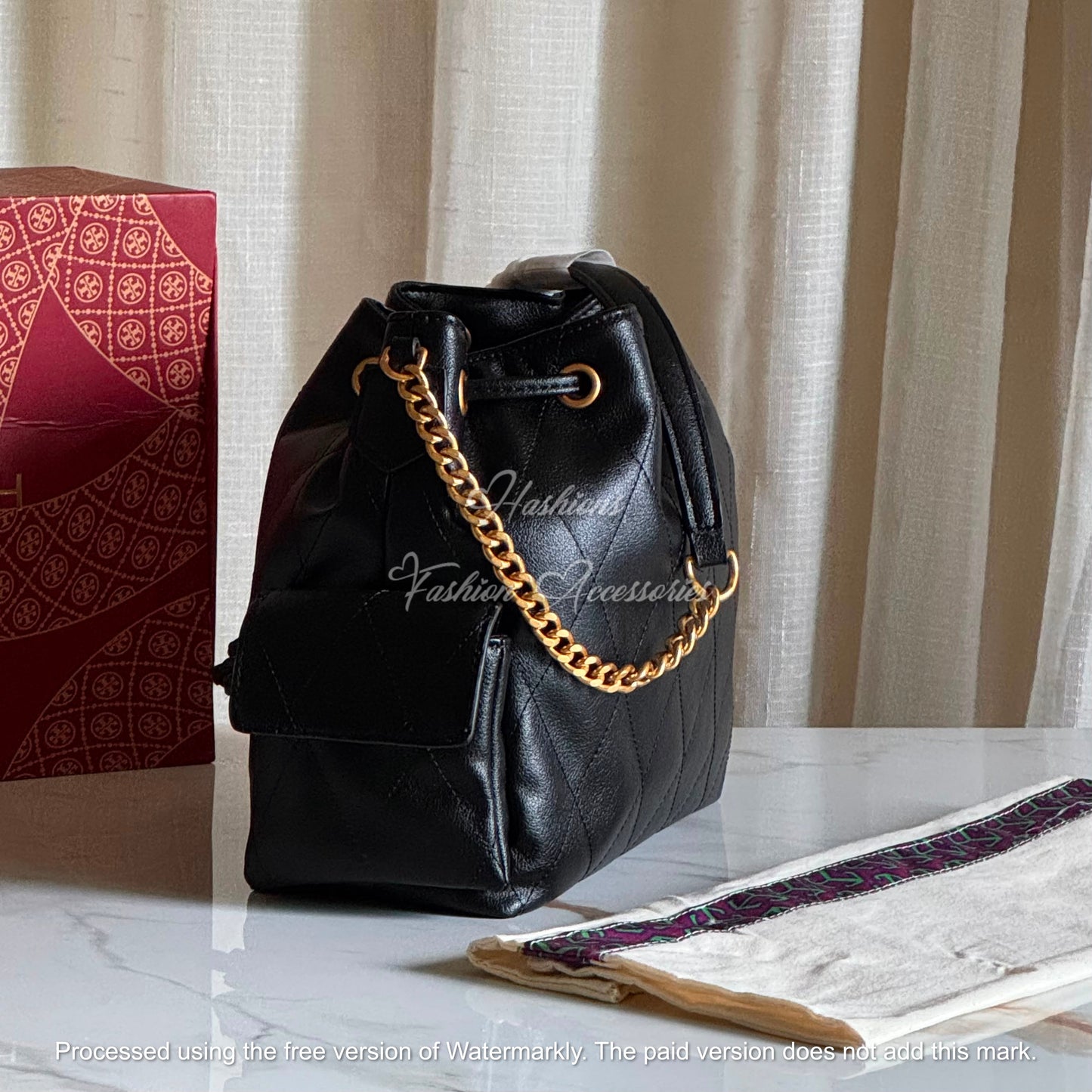 Quilted Drawstring Bucket Bag