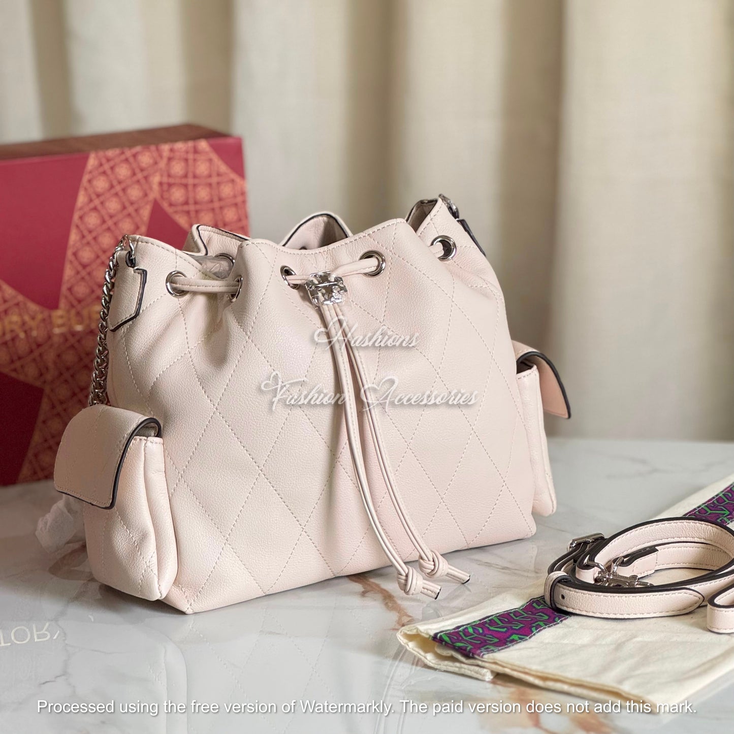 Quilted Drawstring Bucket Bag