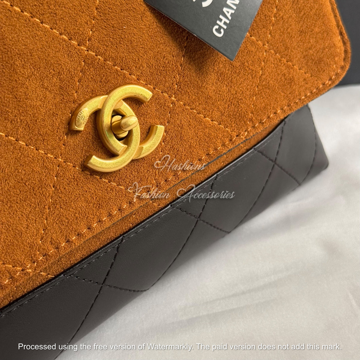 Quilted Suede Top Handle Bag