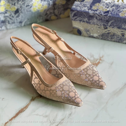 Crystal Mesh Slingback Heels