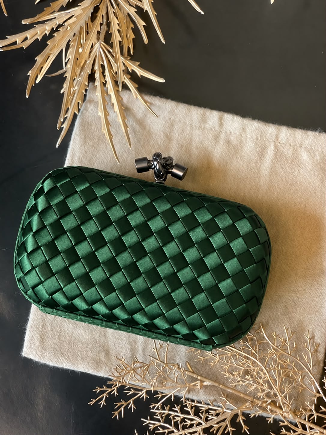 Woven Satin Clutch