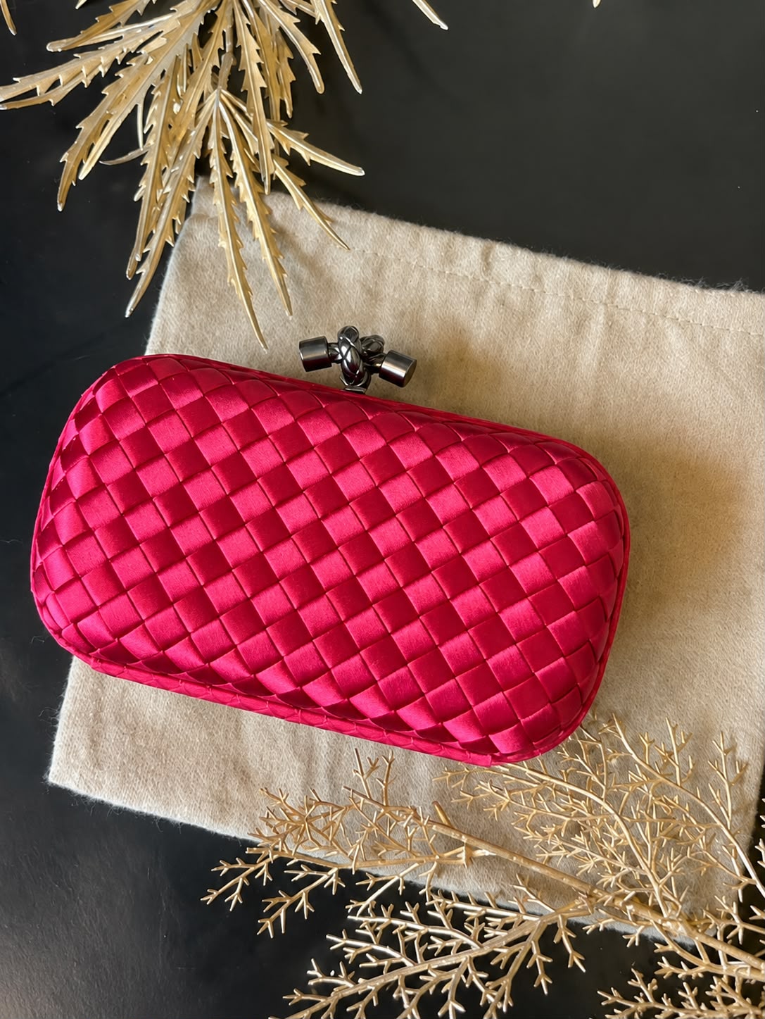 Woven Satin Clutch