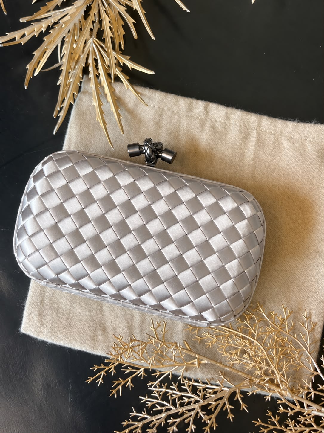 Woven Satin Clutch