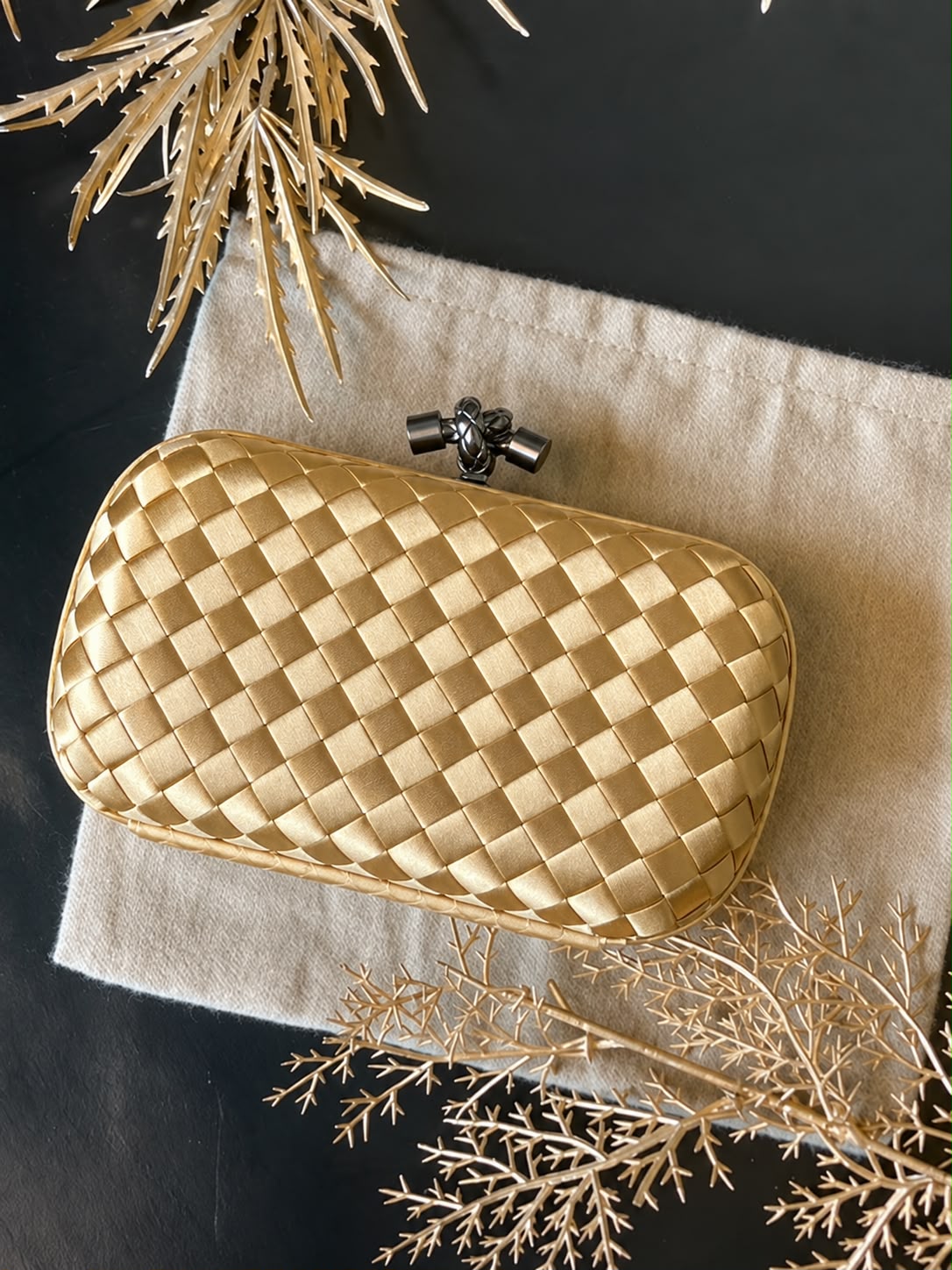 Woven Satin Clutch