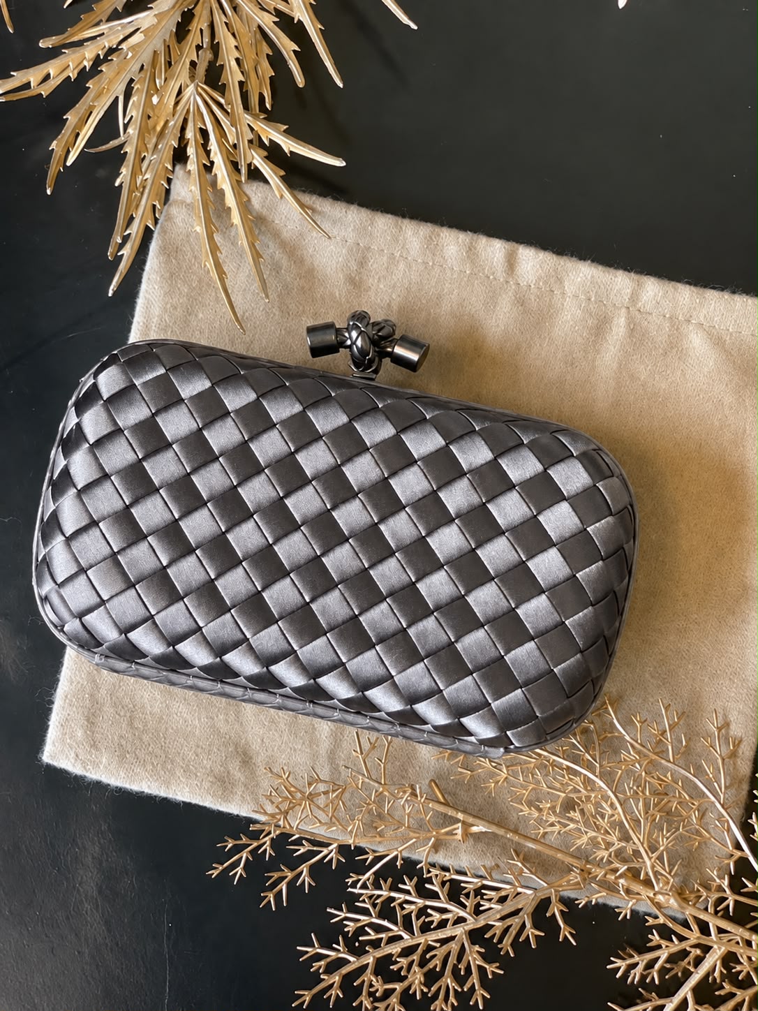 Woven Satin Clutch