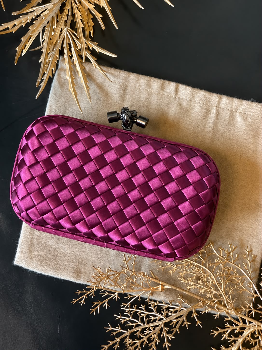 Woven Satin Clutch